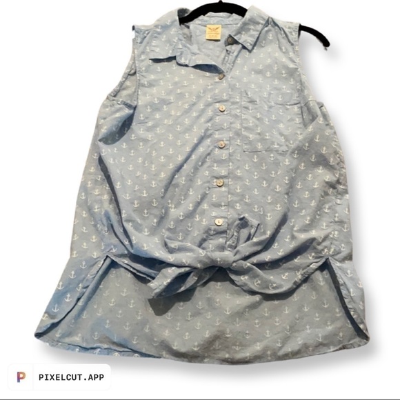 Faded Glory M Sleeveless button up top - Picture 1 of 6